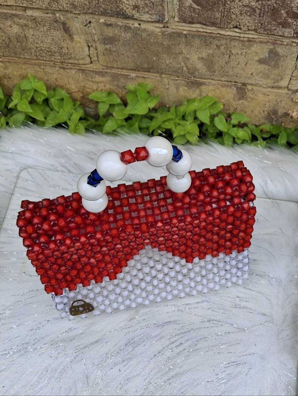 Hand-Carry Red, White, & Blue Beaded Patriotic Purse 4th Of July - Picture 8 of 15